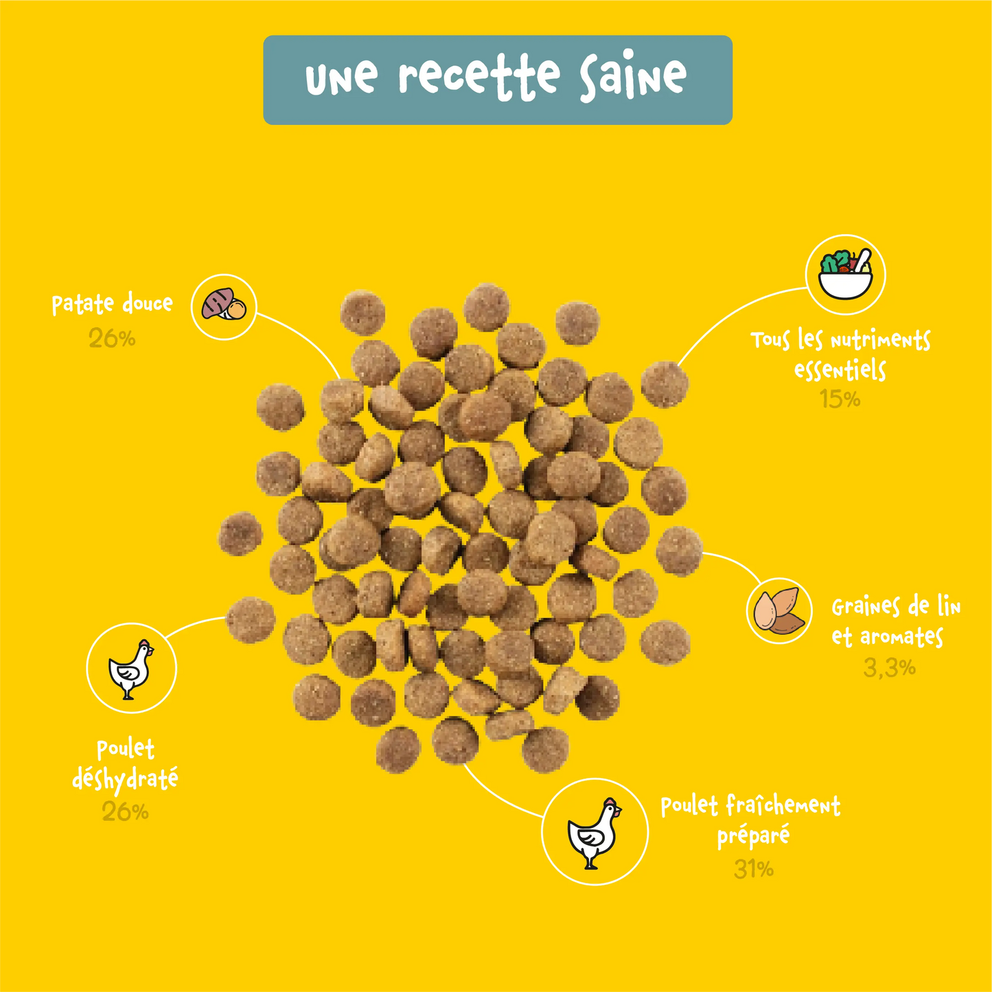 Bien-Être Croquettes Sans Céréales chien Adulte Poulet & Patate douce Shiva & Mia