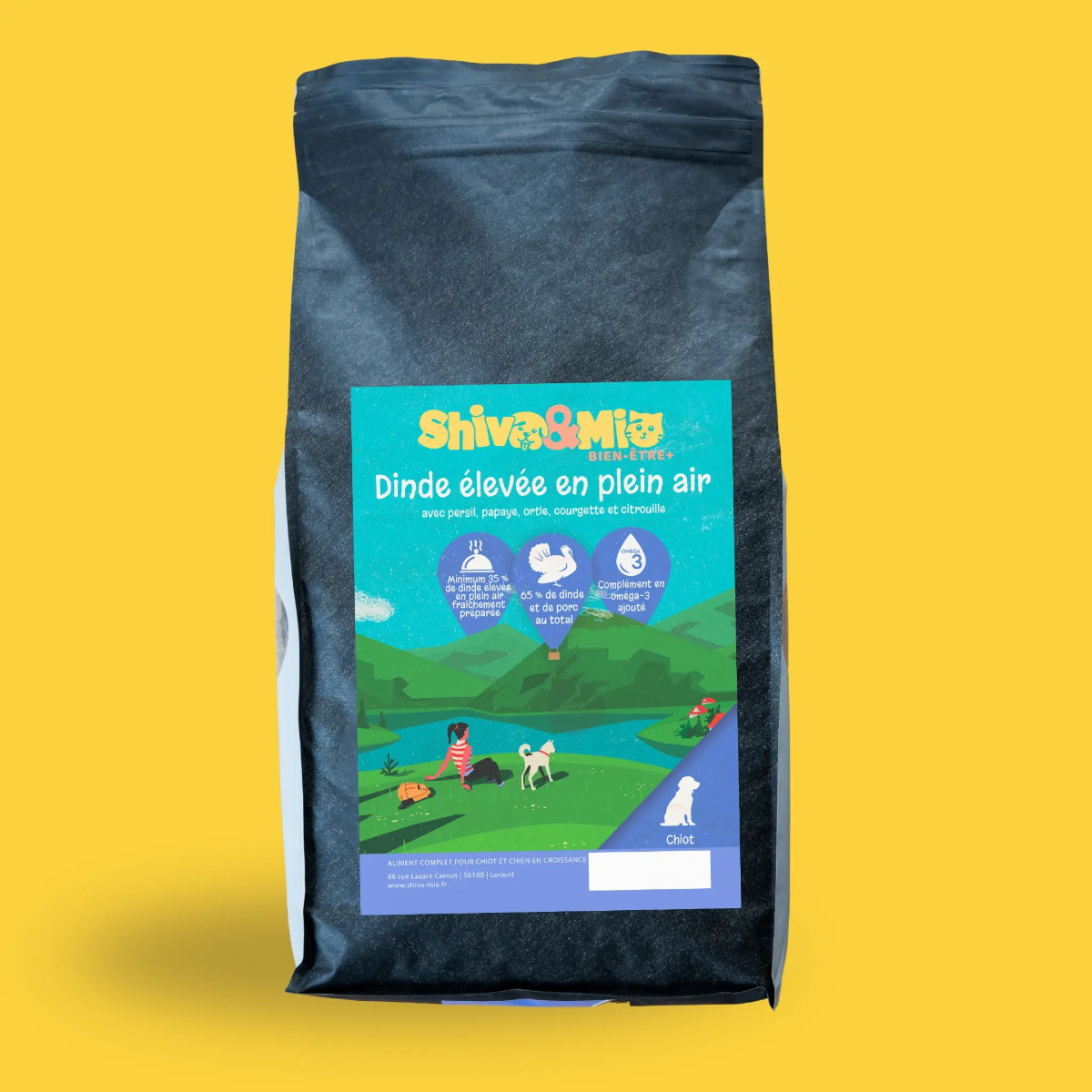 Sac de croquettes dinde premium sans céréales pour chiot